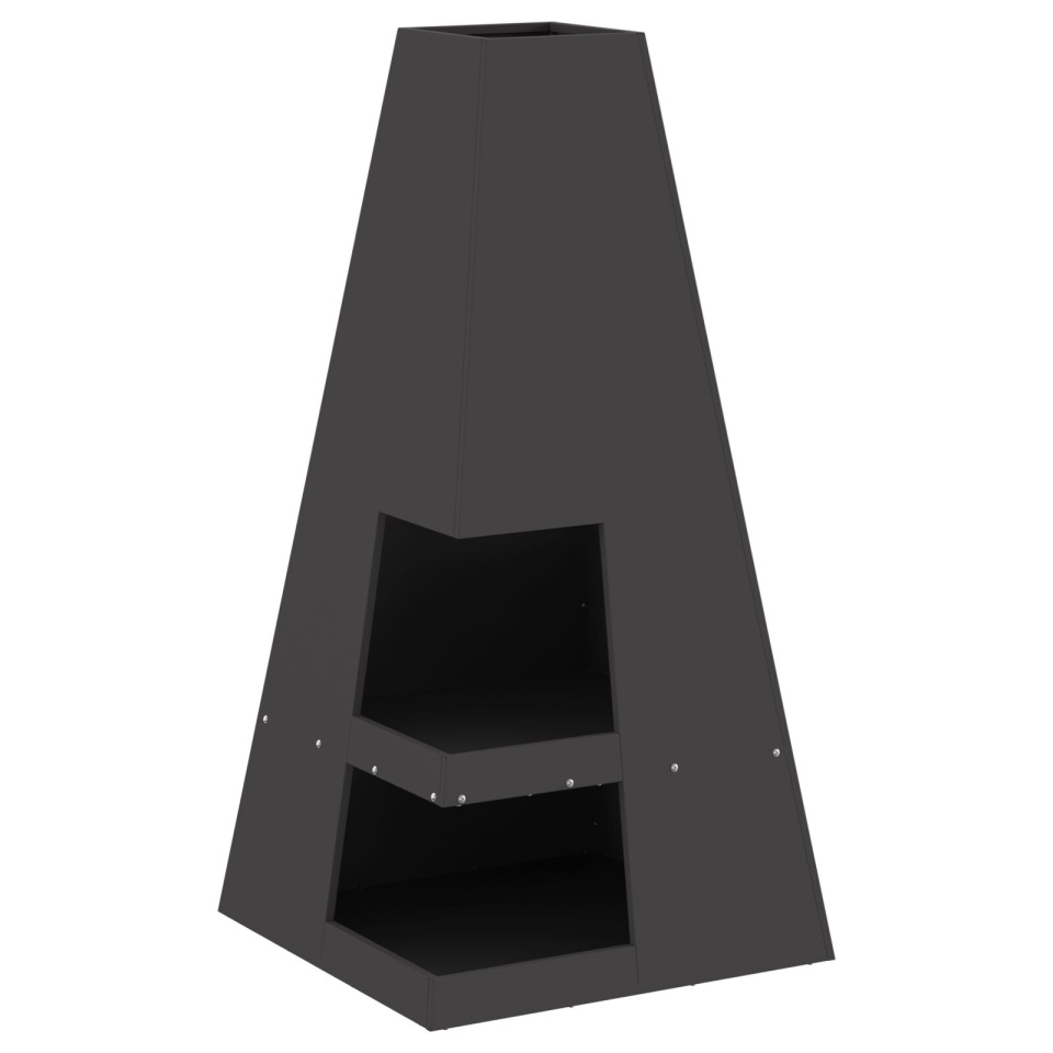 Focar cu depozit pentru lemne Negru 50x50x100 cm Oțel - 1 | YEO