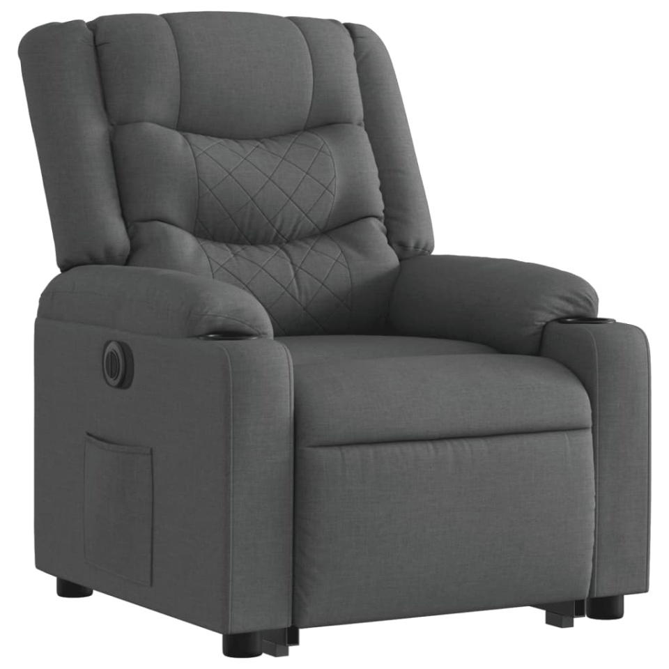 Fotoliu electric rabatabil cu ridicare, gri închis, textil - 3 | YEO