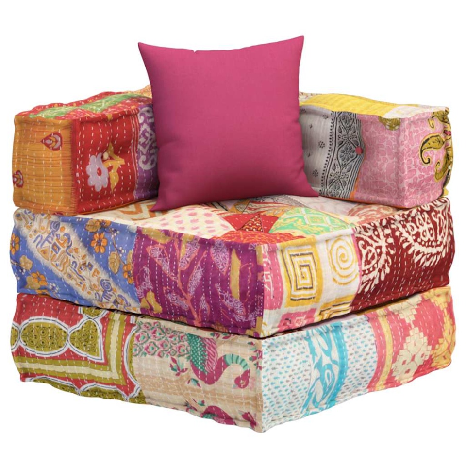 Fotoliu puf modular cu pernă, model petice, material textil - 1 | YEO
