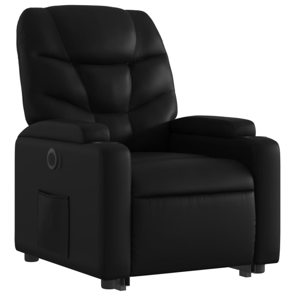 Fotoliu rabatabil electric cu ridicare, negru, piele ecologică - 3 | YEO