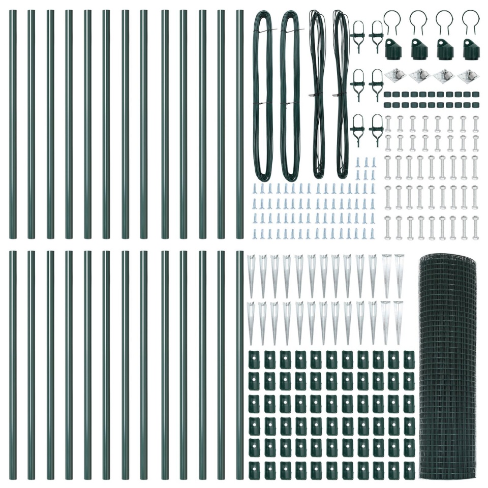 Gard cu Fir Sudat cu 13 Stâlpi cu Spike Verde 0.8x50 m Oțel - 3 | YEO