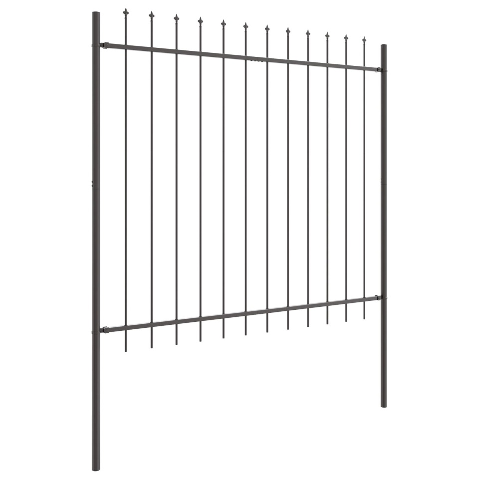 Gard cu varf in forma de lance Gri 3,4x1,5 m Otel - 2 | YEO
