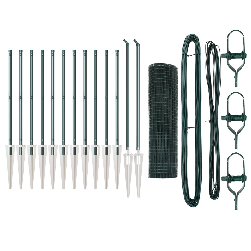 Gard din Metal Sudat cu 13 Stâlpi de Ancorare Verde 0.5x25 m Oțel - 1 | YEO