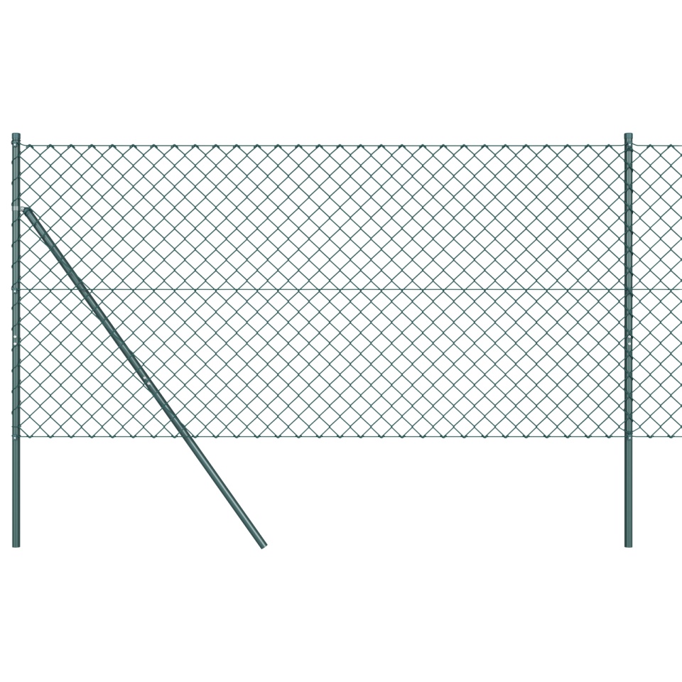 Gard din plasă de lanț cu 7 posturi 1.5x10 m Oțel galvanizat Verde - 1 | YEO