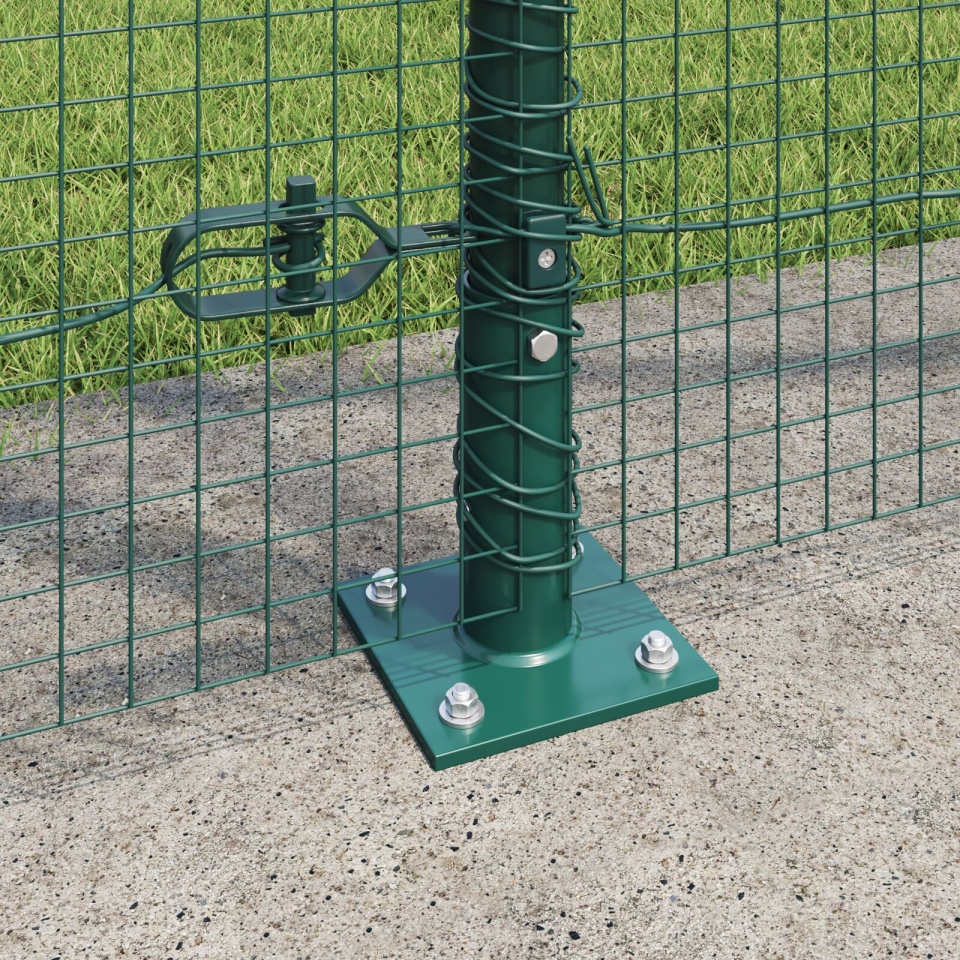 Gard din Sârmă Sudată cu 13 Stâlpi Flanșați Verde 1.4x25 m Oțel - 3 | YEO