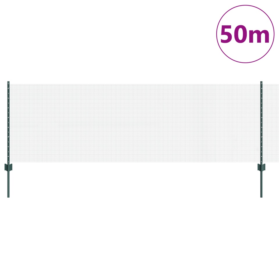 Gard din Sârmă Sudată cu 22 U Posts Verde 0,8x50 m Oțel - 2 | YEO