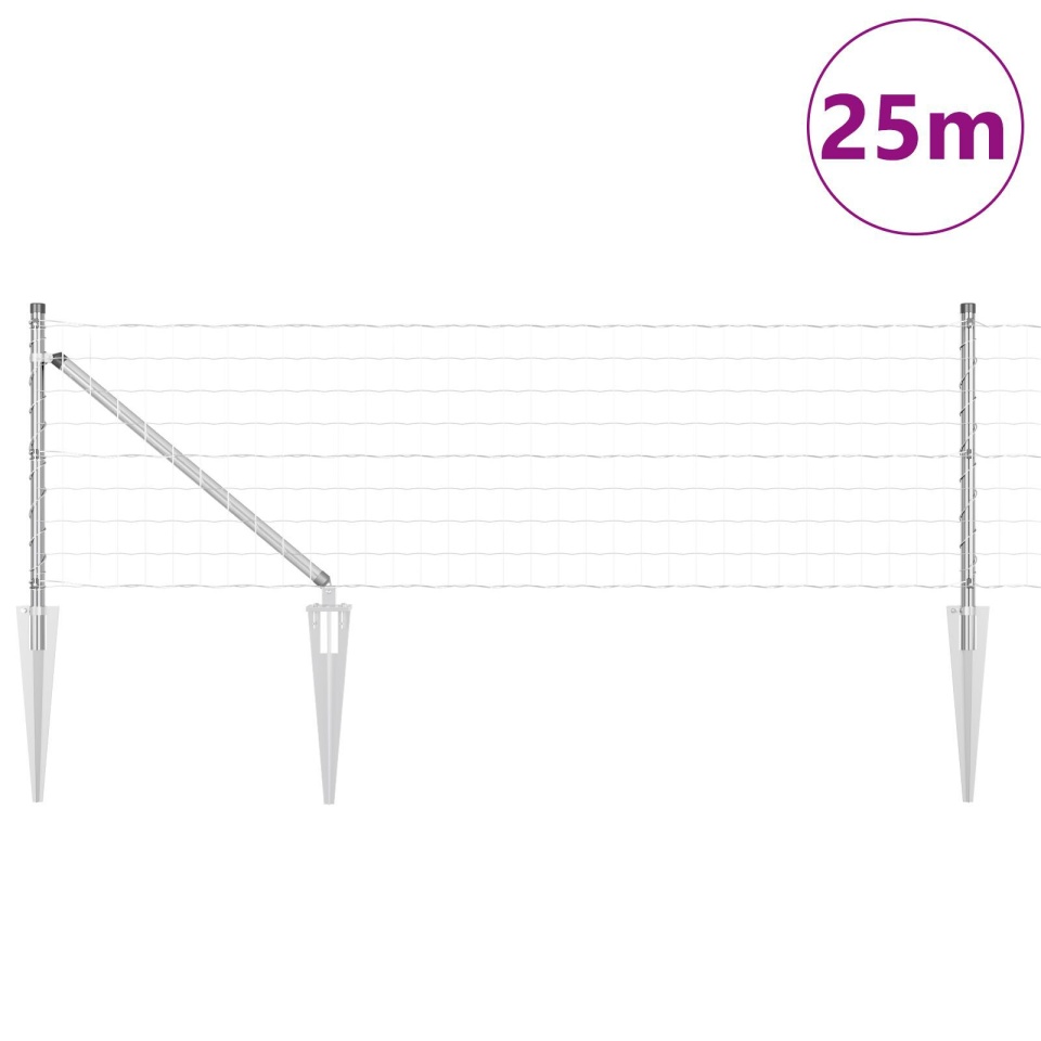 Gard Euro cu 13 stâlpi de vârf 0.8x25 m Oțel galvanizat - 2 | YEO