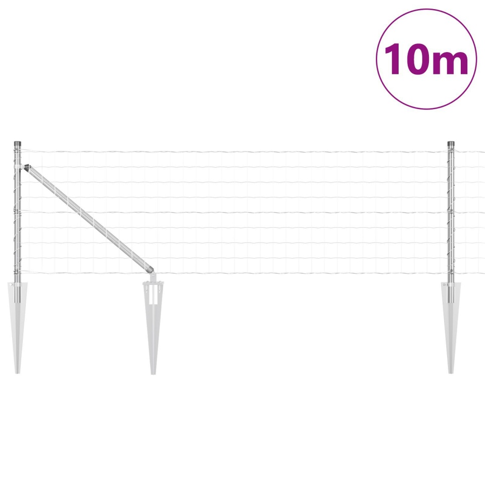 Gard Euro cu 7 stâlpi cu vârf 0.8x10 m Oțel galvanizat - 2 | YEO