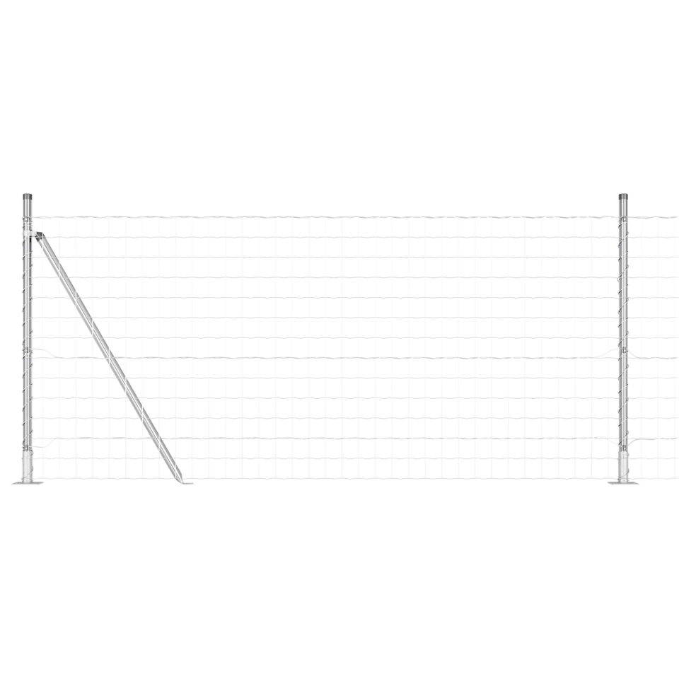 Gard Euro cu 7 stâlpi flansați 1x10 m Oțel galvanizat - 1 | YEO