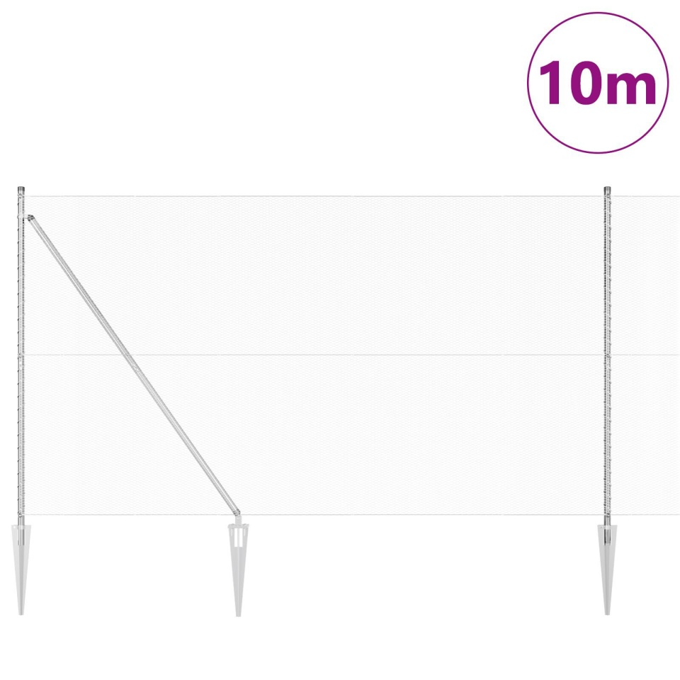 Gard hexagonal 1.5x10 m din oțel galvanizat, Stâlpi pentru gard cu încuietori 7 buc Ø32 mm 170 cm din oțel galvanizat - 2 | YEO