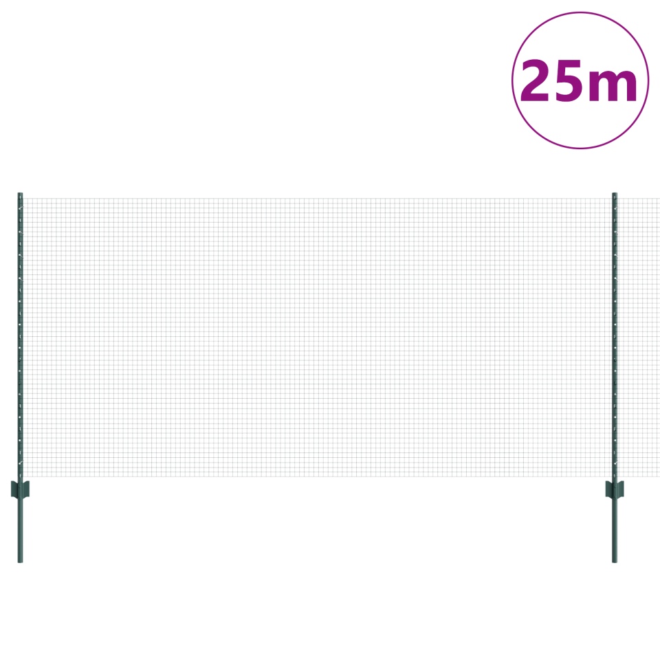 Îngrădire din Sârmă Sudată cu 11 Stâlpi U Verde 1.2x25 m Oțel - 2 | YEO