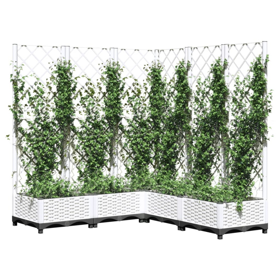 Jardinieră de grădină cu spalier, alb, 120x120x121,5 cm, PP - 2 | YEO