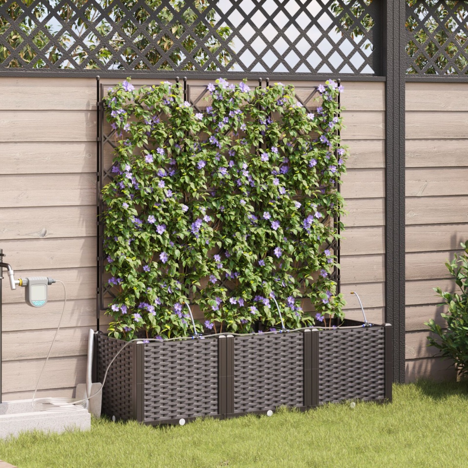 Jardiniere cu sistem de irigație a apei 3 buc Brown - 2 | YEO