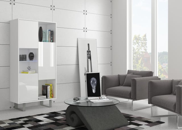 King 06 Biblioteca B White/White High Gloss