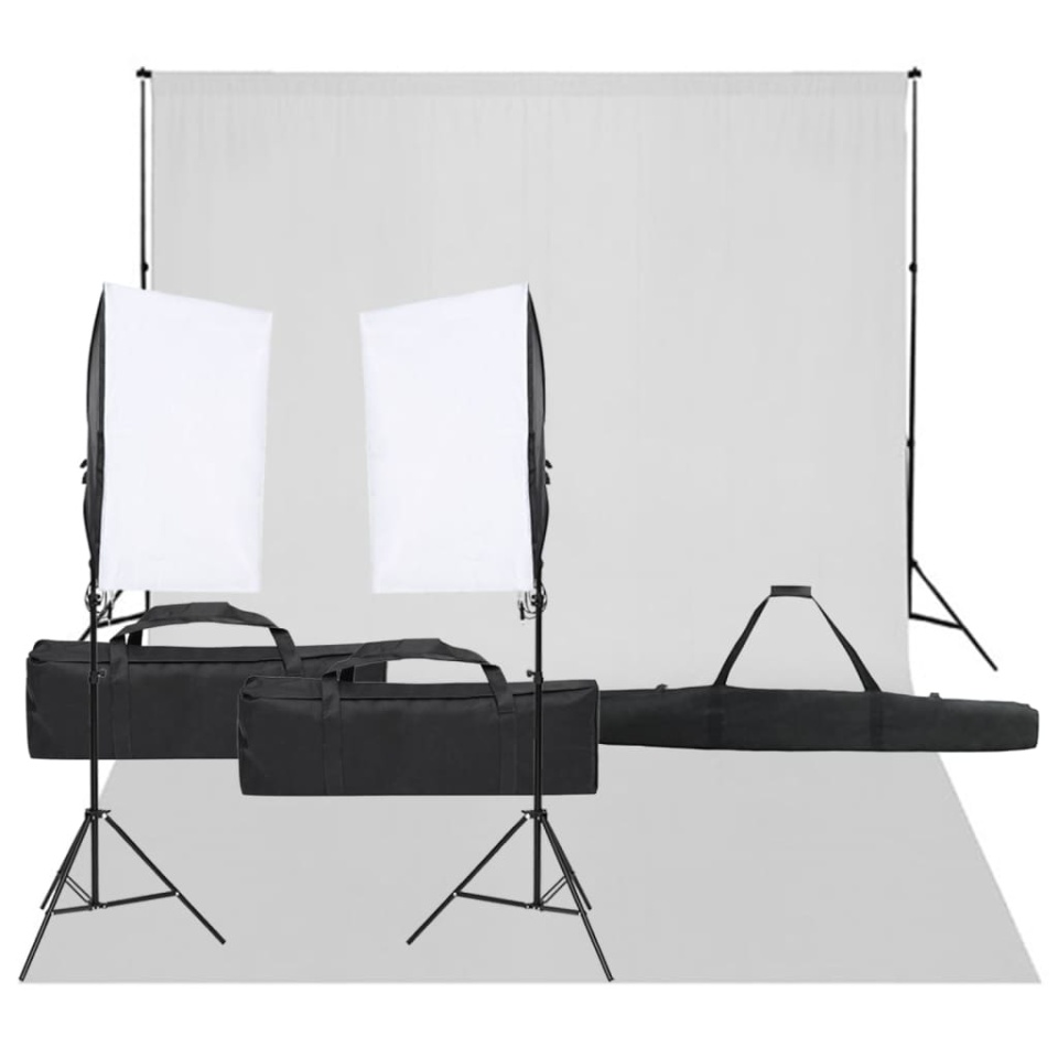 Kit studio foto cu set de lumină și fundal