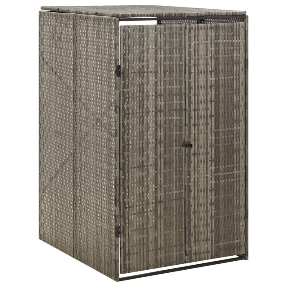 Magazie de pubelă cu roți, gri, 70x80x117 cm, poliratan