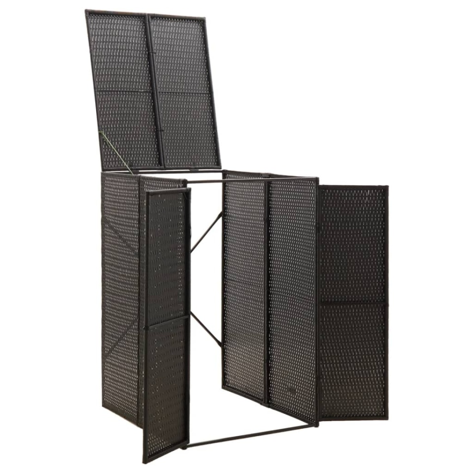 Magazie de pubelă cu roți, negru, 70x80x117 cm, poliratan - 2 | YEO