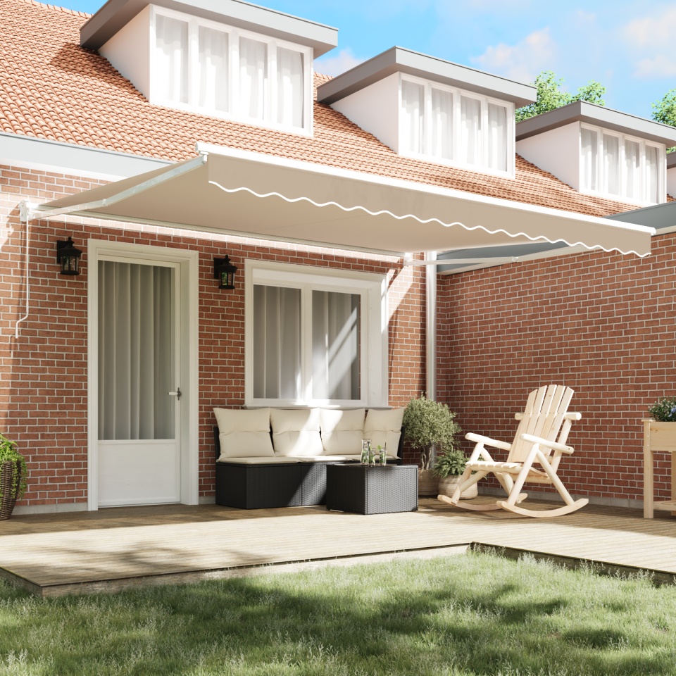 Marchiză manuală retractabilă Bej 400x300 cm, Căptușeală pentru marchiză pentru cadru de 4x3 m Bej - 2 | YEO