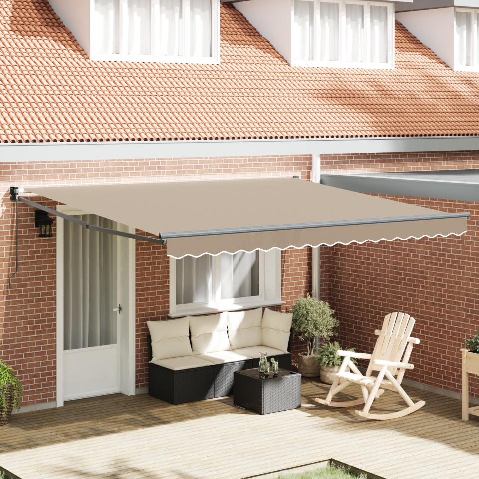 Marchiză manuală retractabilă Bej 400x300 cm, Material de înlocuire pentru marchiză pentru cadru de 4x3 m Bej