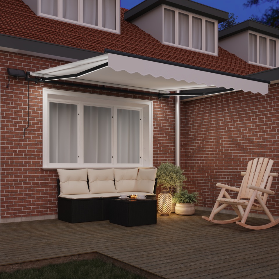Marchiză manuală retractabilă cu LED alb 350x250 cm, Material de înlocuire pentru marchiză 3.5x2.5 m alb - 2 | YEO