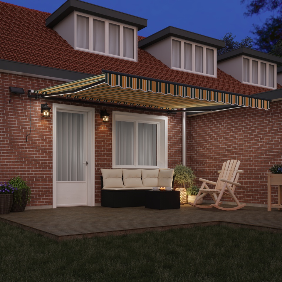 Marchiză manuală retractabilă cu LED Verde și Galben 400x300 cm, Material de schimb pentru marchiză pentru cadru de 4x3 m Verde și Galben - 2 | YEO