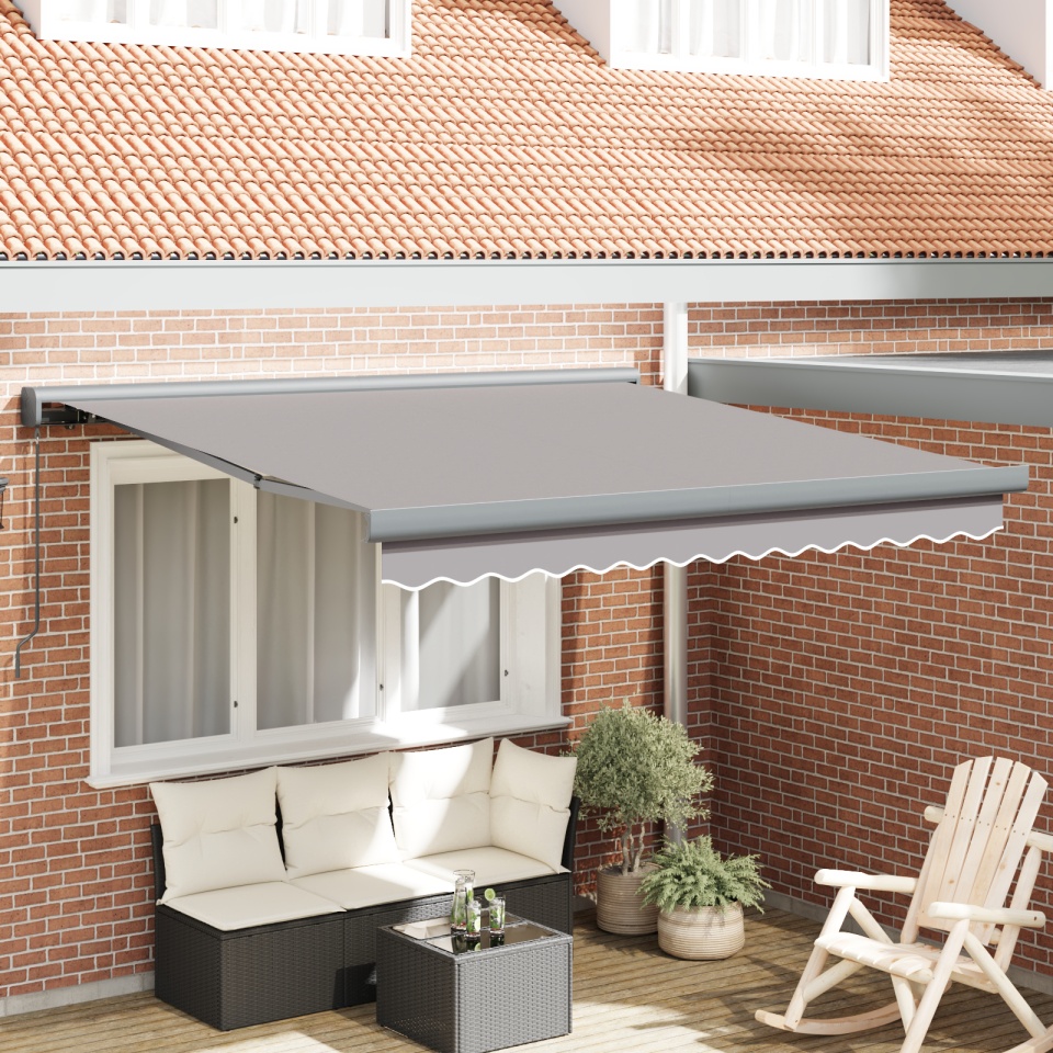Marchiză manuală retractabilă gri deschis 350x250 cm, Material de înlocuire pentru marchiză pentru cadru de 3.5x2.5 m gri deschis