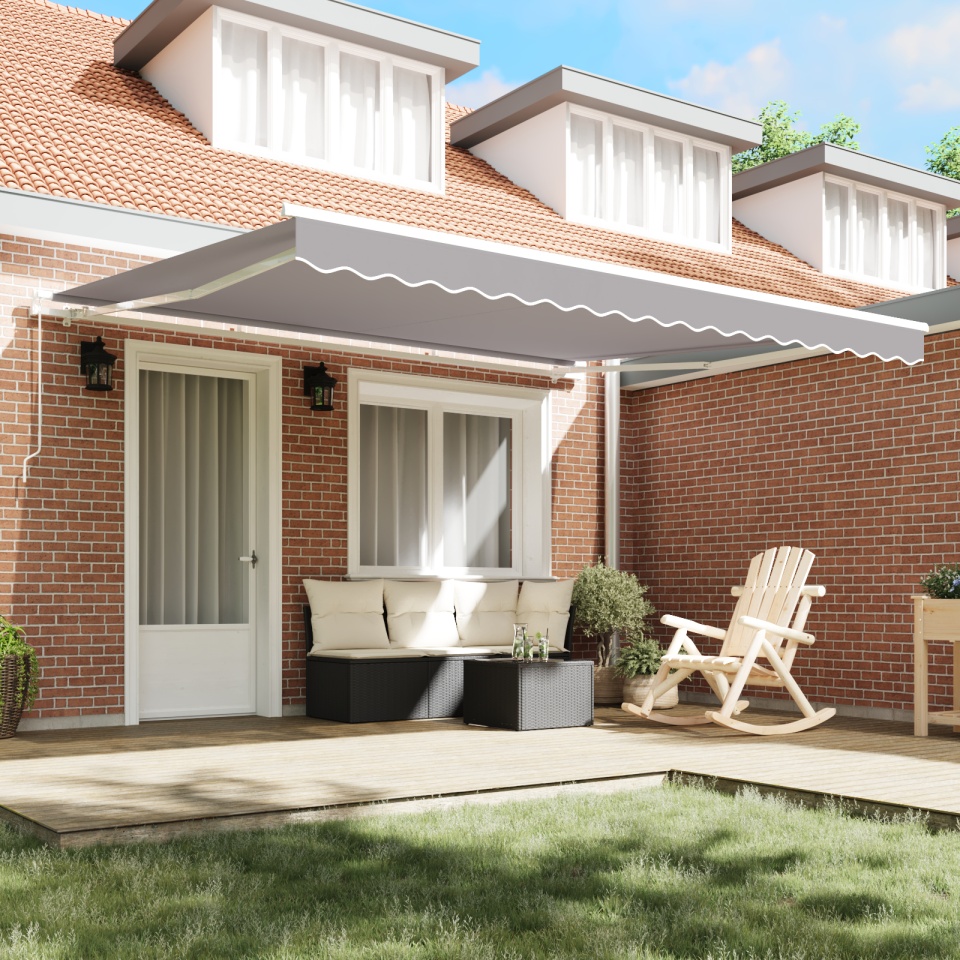 Marchiza manuală retractabilă gri deschis 400x300 cm, Material de înlocuire pentru marchiza pentru cadru de 4x3 m gri deschis - 2 | YEO