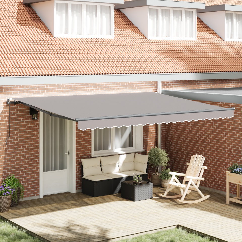 Marchiză manuală retractabilă gri deschis 450x300 cm, Material de înlocuire pentru marchiză pentru cadru de 4,5x3 m gri deschis