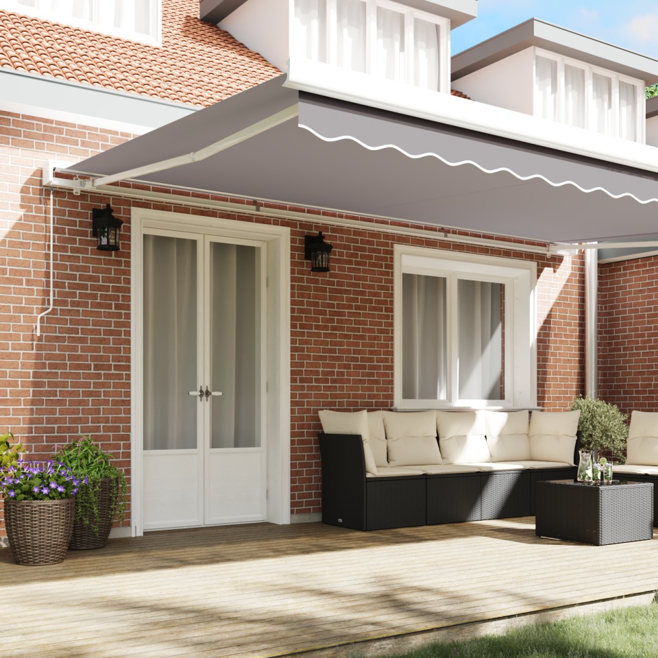 Marchiza manuală retractabilă gri deschis 500x300 cm, Material de înlocuire pentru marchiză pentru cadru de 5x3 m gri deschis - 2 | YEO