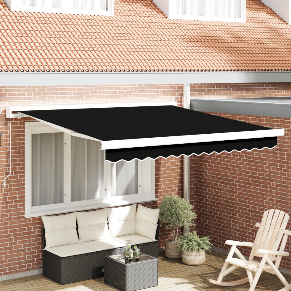 Marchiză manuală retractabilă Negru 350x250 cm, Țesătură de înlocuire pentru marchiză pentru cadru de 3.5x2.5 m Negru