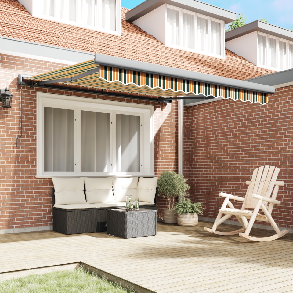 Marchiză manuală retractabilă Verde și Galben 350x250 cm, Material de schimb pentru marchiza pentru cadru de 3.5x2.5 m Verde și Galben - 2 | YEO