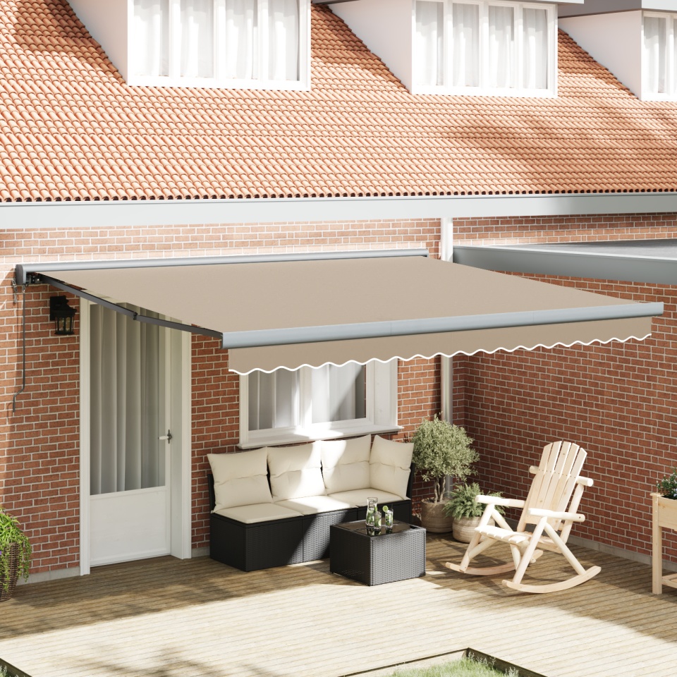 Marchiză retractabilă automată Bej 400x300 cm, țesătură de înlocuire pentru cadru de 4x3 m Bej