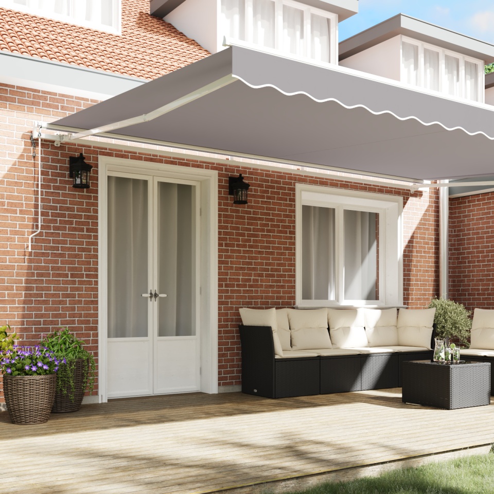 Marchiză Retractabilă Automată Gri Deschis 500x350 cm, Material de Înlocuire pentru Marchiza 5x3.5 m Gri Deschis - 2 | YEO