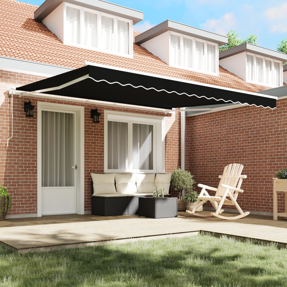 Marchiză retractabilă automată Neagră 400x350 cm, Material de înlocuire pentru marchiză pentru cadru de 4x3.5 m Negru - 2 | YEO