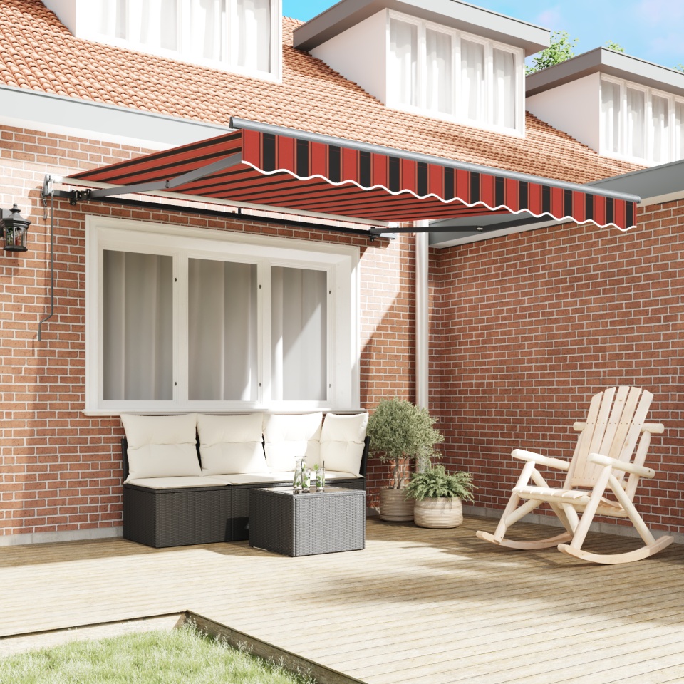 Marchiză Retractabilă Automată Portocalie și Maronie 350x250 cm - 2 | YEO