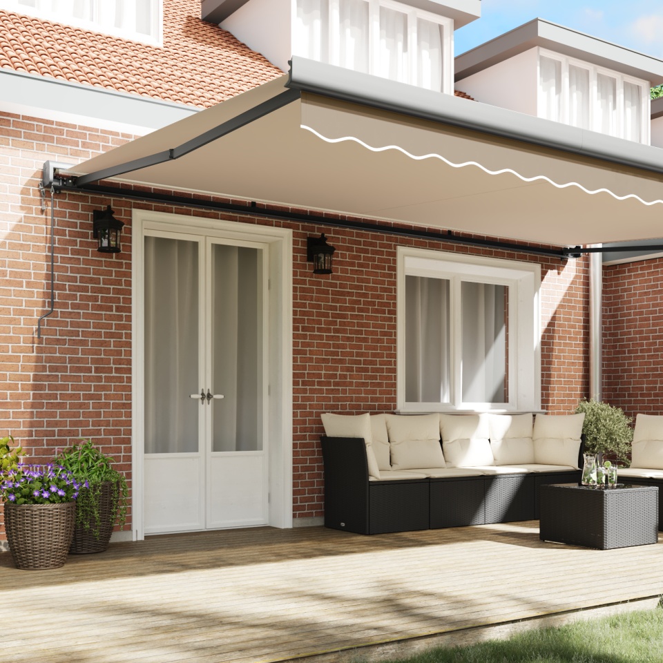 Marchiză Retractabilă Bej 500x300 cm, Fabrică de înlocuire pentru marchiză pentru cadru de 5x3 m Bej - 2 | YEO