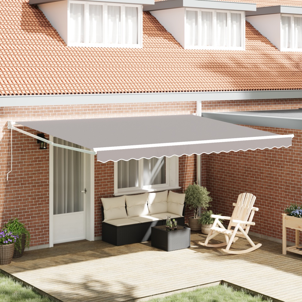 Marchiză Retractabilă Manuală Gri 450x300 cm, Fabrica de înlocuire a marchizei pentru cadru 4,5x3 m Gri deschis