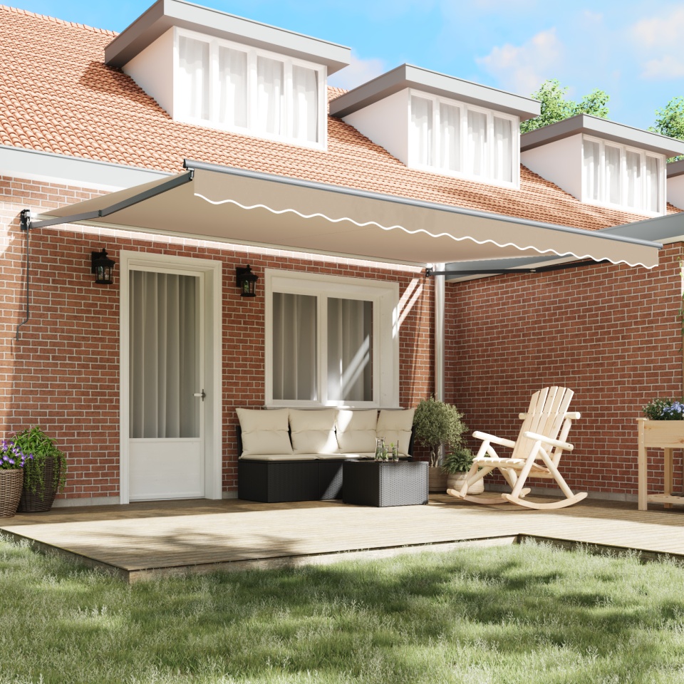 Markiză manuală retractabilă Bej 450x300 cm, Material de schimb pentru markiză pentru cadru de 4.5x3 m Bej - 2 | YEO