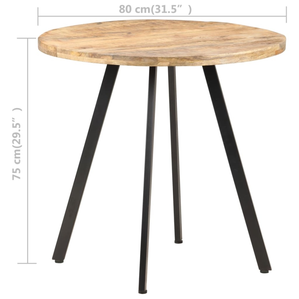 Masă de bucătărie, 80 cm, lemn de mango nefinisat - 3 | YEO
