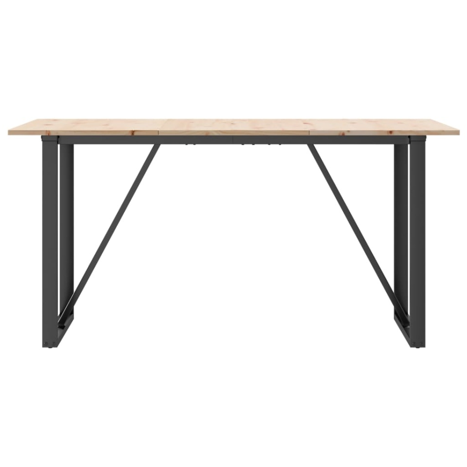 Masă de bucătărie, cadru O, 140x80x75cm lemn masiv pin și fontă - 3 | YEO