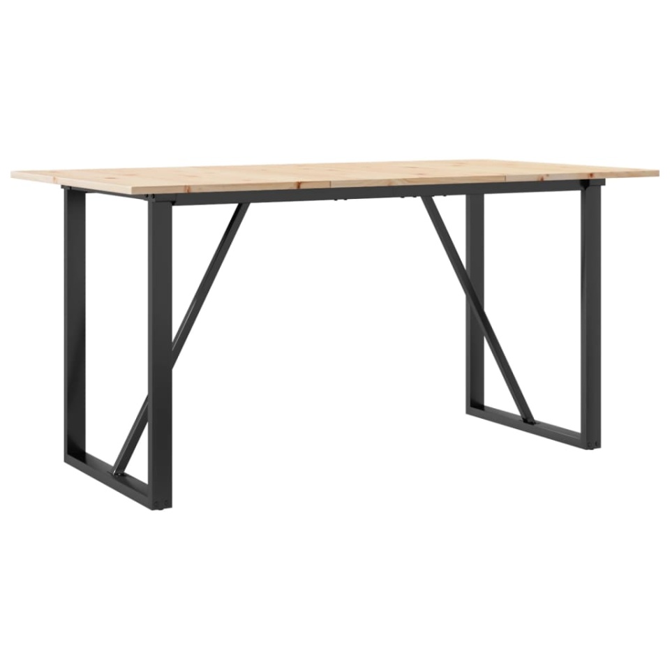 Masă de bucătărie, cadru O, 160x80x75cm lemn masiv pin și fontă - 1 | YEO