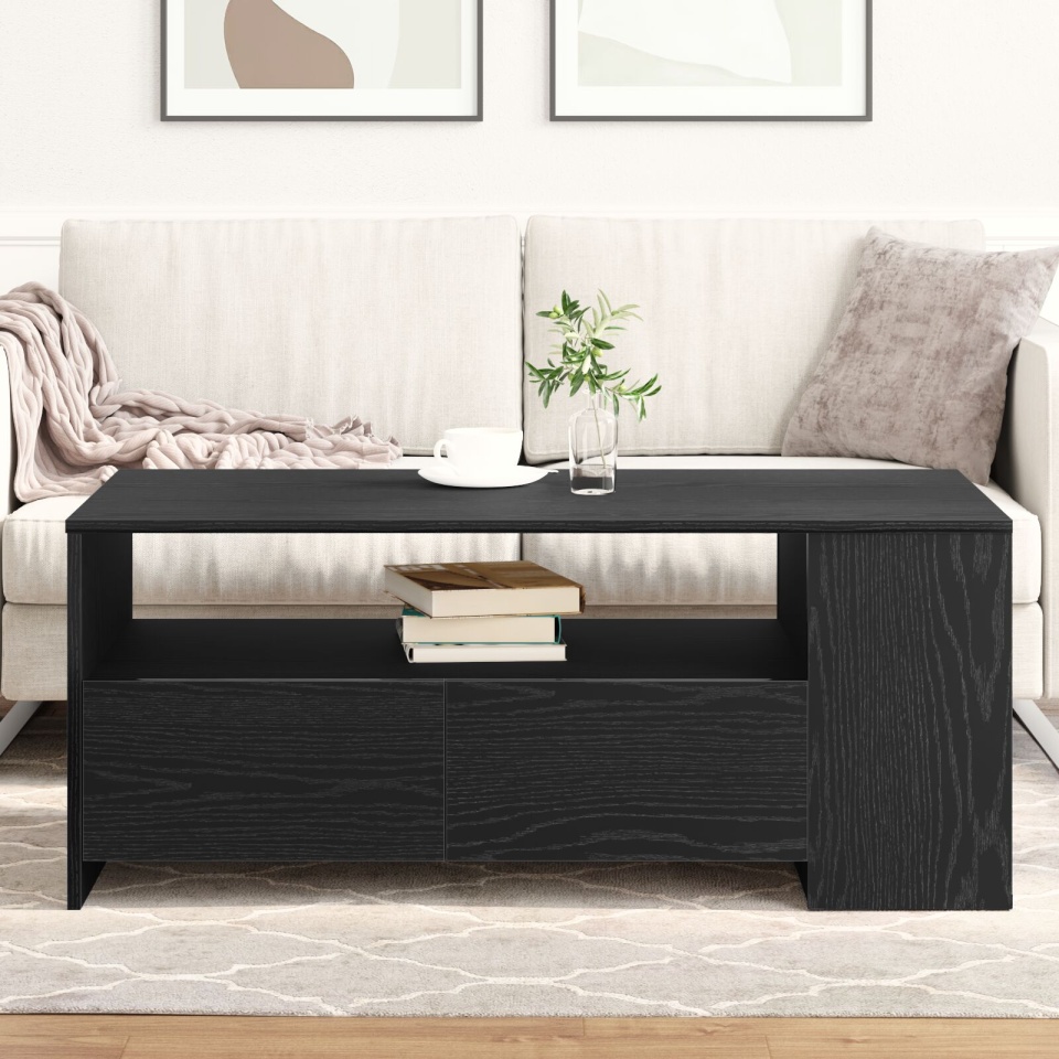 Masă de cafea din stejar negru 102x55x43.5 cm fabricată din lemn stratificat - 3 | YEO