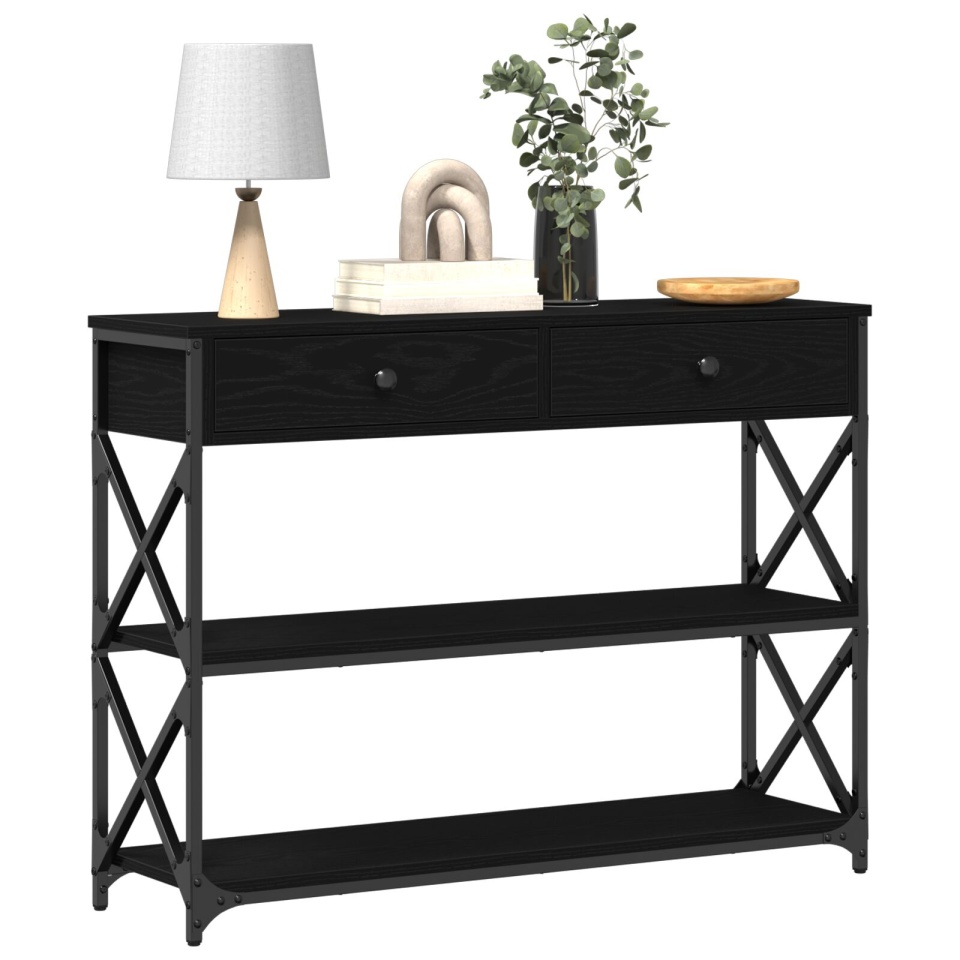 masa de consiliu Negru Stejar 100x28x75 cm Lemn prelucrat și Oțel - 2 | YEO