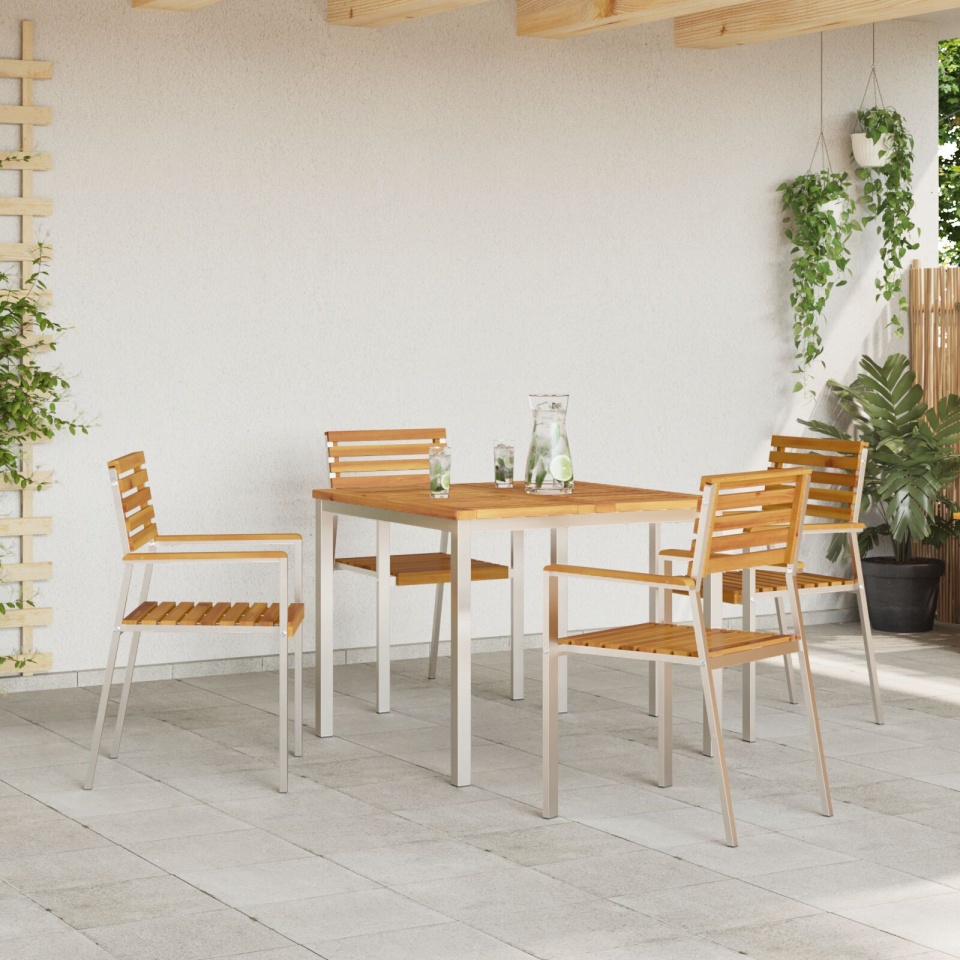 Masă de dining exterior 90x90x74.5 cm din lemn masiv de acacia - 3 | YEO