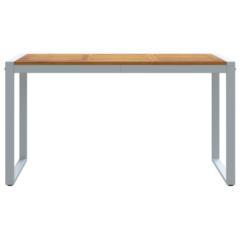 Masă de dining exterior Gri 140x80x75 cm Oțel și Lemn Masiv de Acacia - 3 | YEO