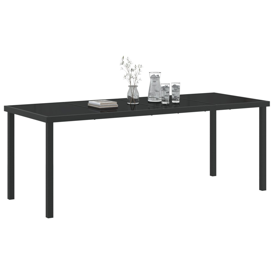 Masă de grădină Neagră 200x80x73 cm Sticlă întărită - 2 | YEO