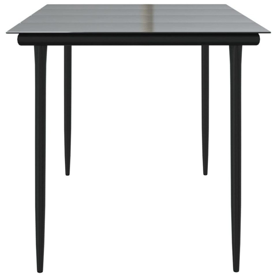 Masă de grădină, negru, 160x80x74 cm, oțel & sticlă securizată - 3 | YEO