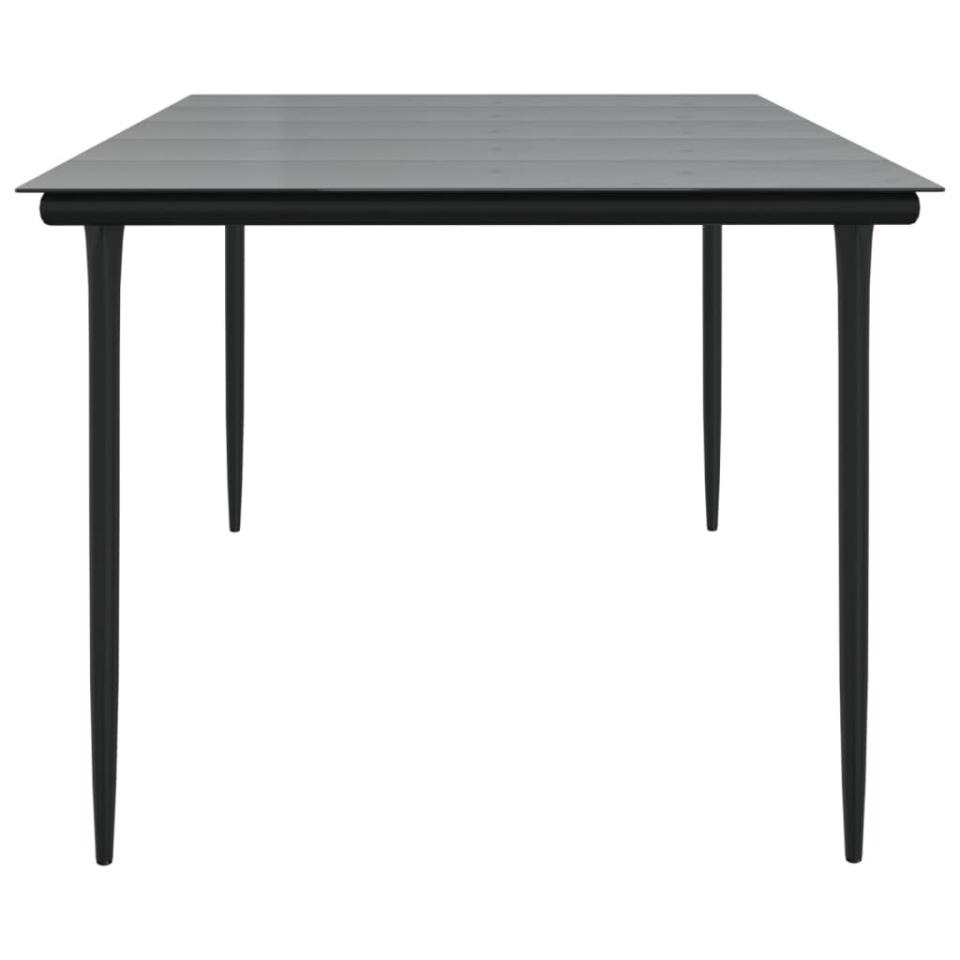 Masă de grădină, negru, 200x100x74 cm, oțel & sticlă securizată - 3 | YEO