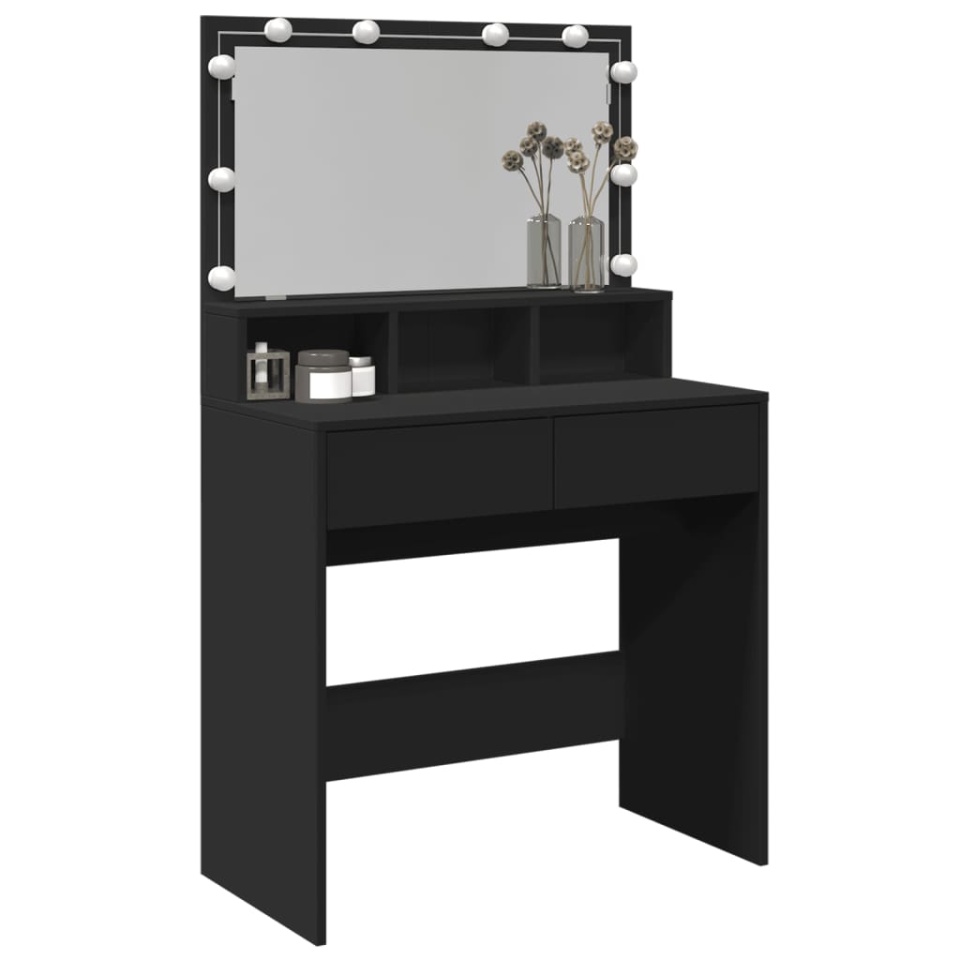 Masă de toaletă cu LED, negru, 80x41x134,5 cm - 3 | YEO