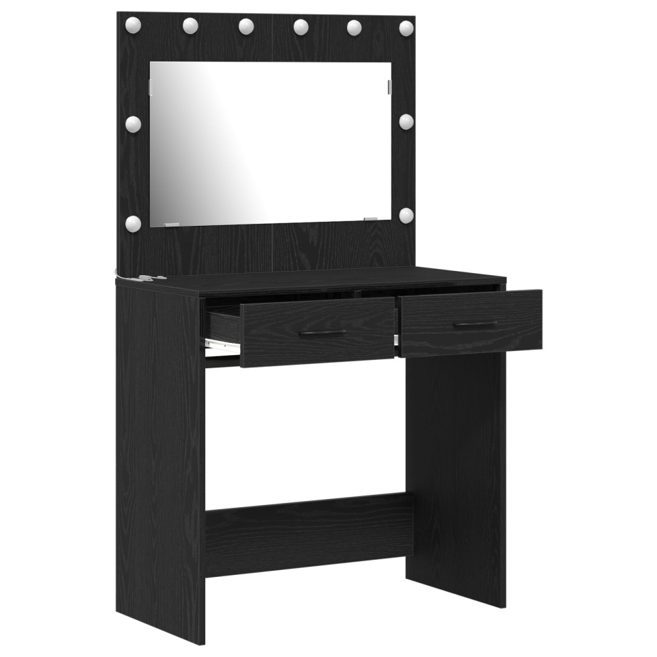 Masa de toaletă cu lumini LED, Stejar negru, 78,5 x 41 x 135 cm - 3 | YEO